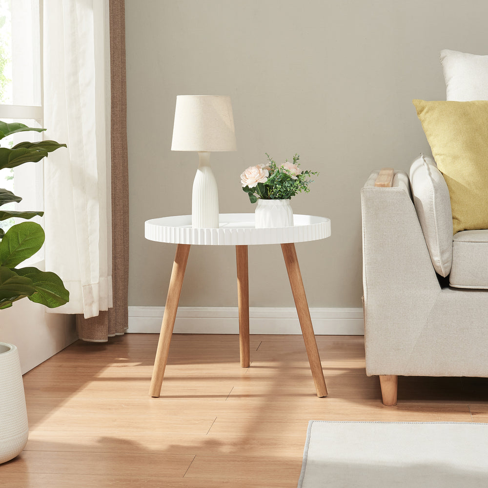 Satsbord Bongard Ø50x45 cm Vit [en.casa] - premiumXL