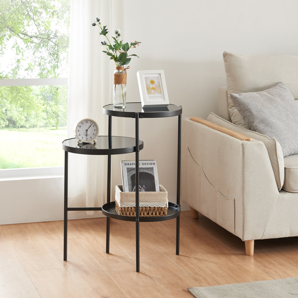 Satsbord Mölndal med 3 hyllor Svart [en.casa] - premiumXL