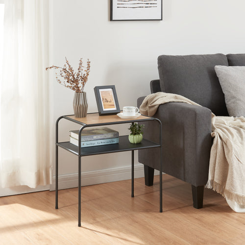 Satsbord Krødsherad 55x51x36cm Svart/Ek [en.casa] - premiumXL