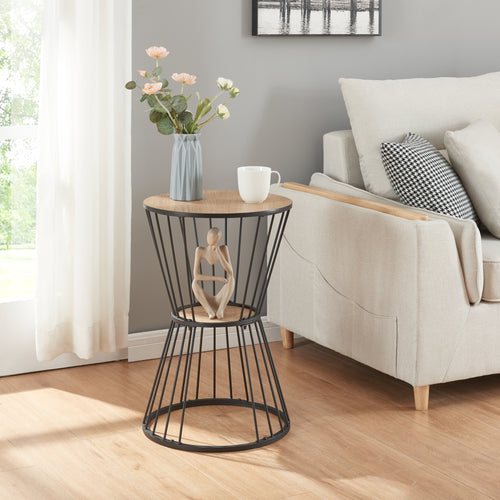 Satsbord Fossbergom Svart/Ek - Utseende [en.casa] - premiumXL