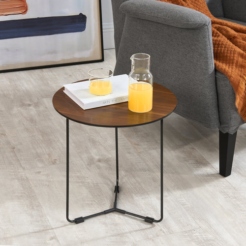 Sidobord Böhen 42xØ39,5 cm stål valnötsfärg [en.casa]
