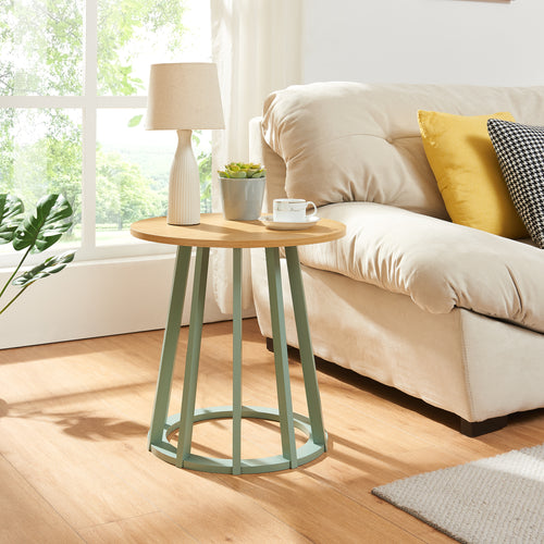 Satsbord Lensuu 48xØ48 cm Pastellgrön/Ek [en.casa] - premiumXL