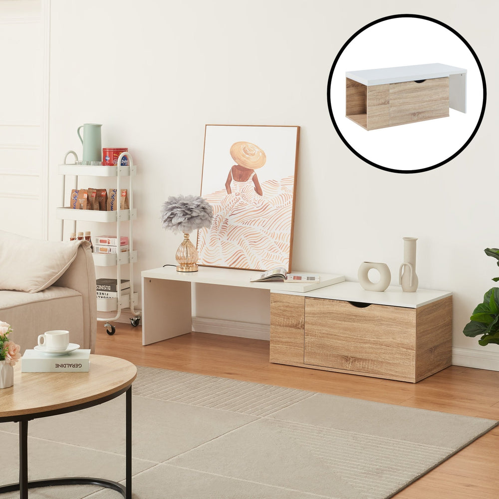 Satsbord Österåker 100x47,5x40 cm trälook/vit [en.casa] - premiumXL