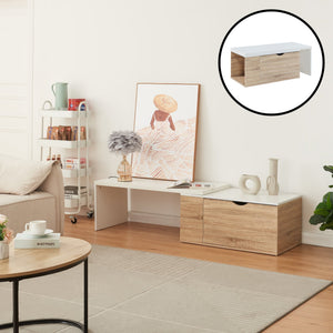 Satsbord Österåker 100x47,5x40 cm trälook/vit [en.casa] - premiumXL