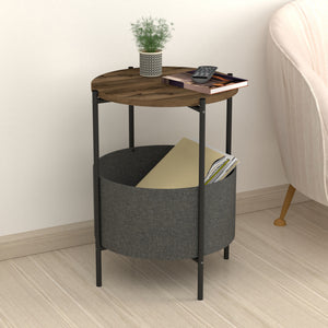 Sidobord Hofors 60x43cm antracit/ek-look, antik [en.casa]
