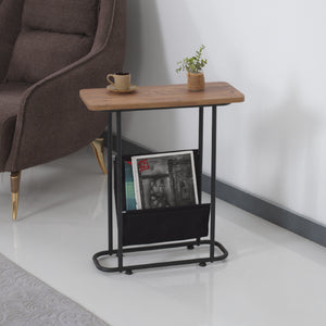 Bov sidobord 64 x 55 x 24 cm svart / valnötsutseende [en.casa]