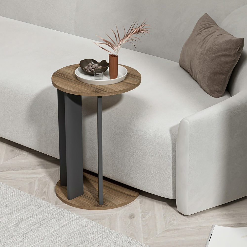 Satsbord Frederiksberg 64x34 cm valnötslook / antracit [en.casa] - premiumXL