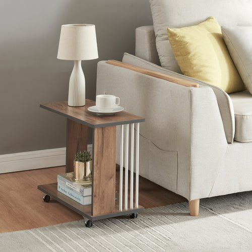 Haarby sidobord med 4 hjul 42x50x24 cm ekutseende [en.casa]