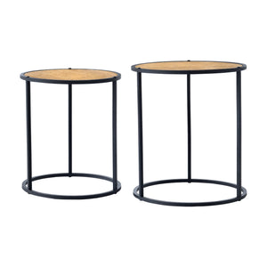 Satsbord Moriusaq i 2-pack rund trä-look [en.casa] - premiumXL