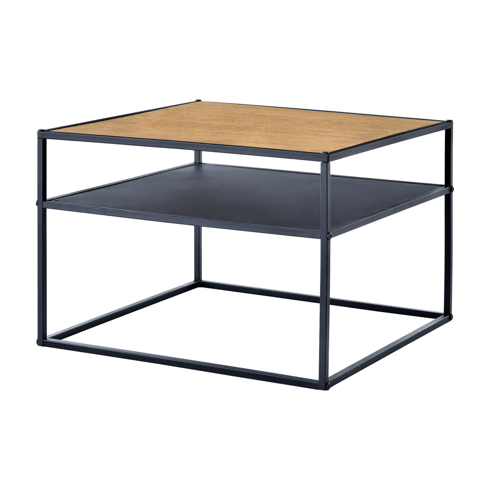 Satsbord Quinisut 40 x 55 x 55 cm trälook/svart [en.casa] - premiumXL