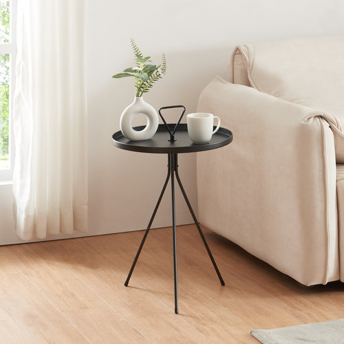 Satsbord Odal Metall Svart [en.casa] - premiumXL