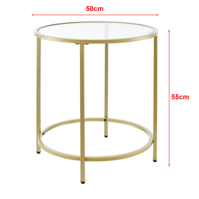Måttskiss Sidobord Ähtäri sängbord soffbord Ø50x55cm rund stål glas [en.casa] välj modell