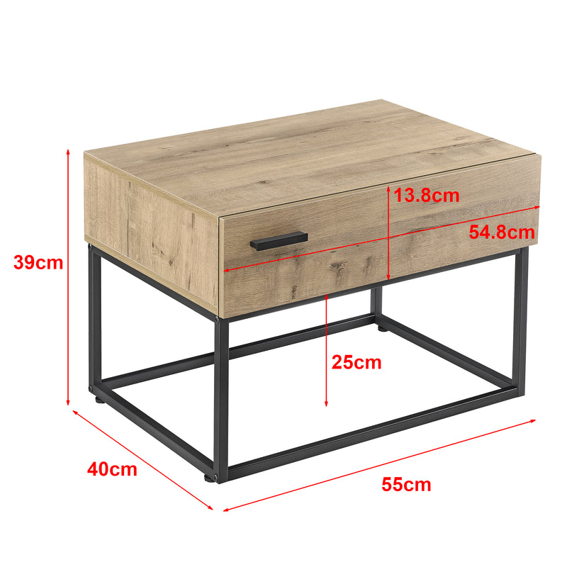 Måttskiss Sidobord Hylte metall 39x55x40 cm [en.casa]