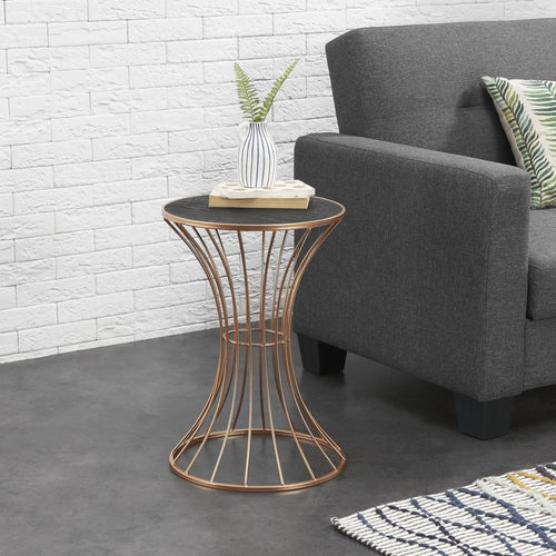Timglasformat soffbord sängbord 55,5x37,5cm rustik trämönster [en.casa] välj modell