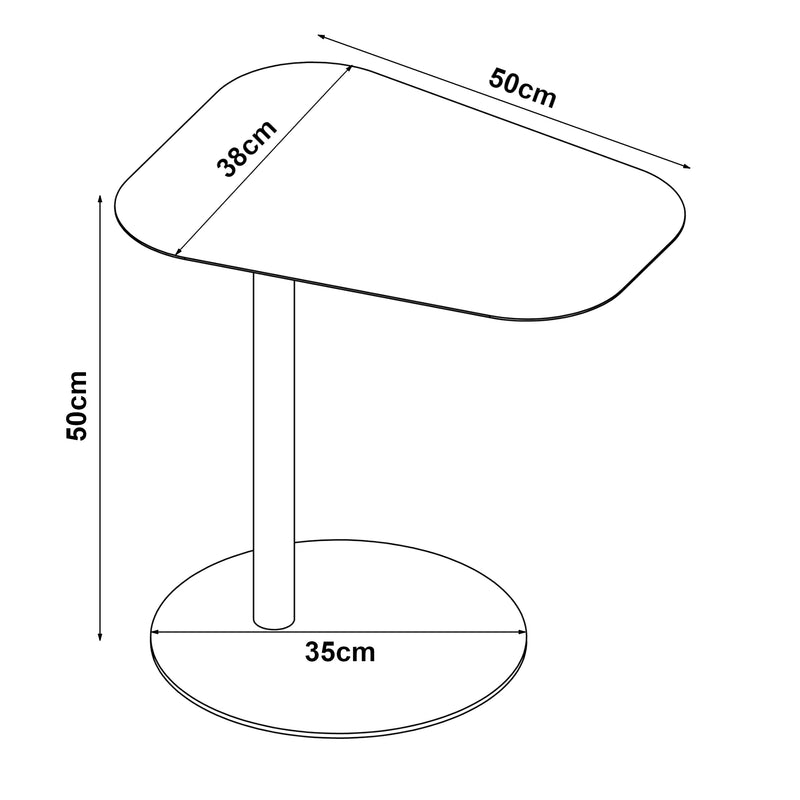 Måttskiss Nastätten sidobord i olika färger [en.casa]