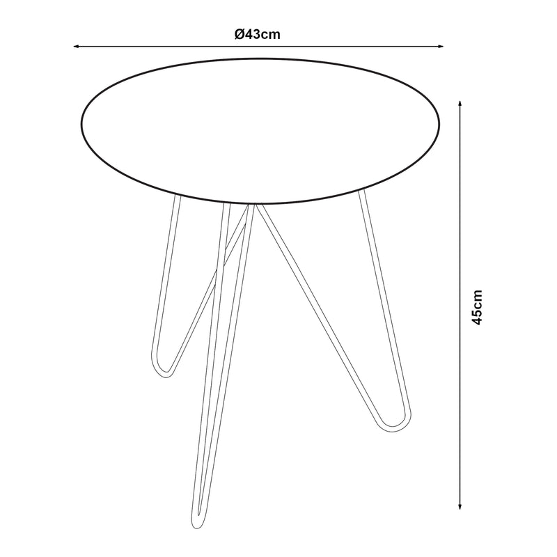 Måttskiss Sidobord Nopimi 45xØ43 cm [en.casa] 