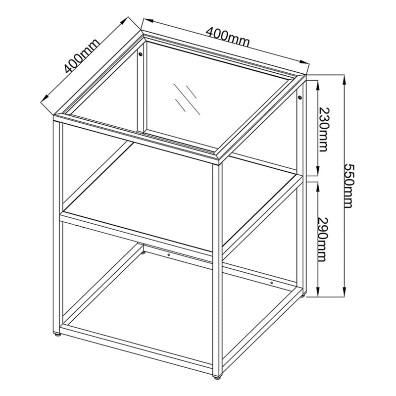 Måttskiss Solund sidobord 55x40x40 cm [en.casa]