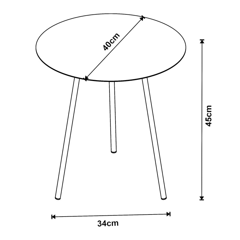 Måttskiss Sidobord Sula metall svart [en.casa] välj modell