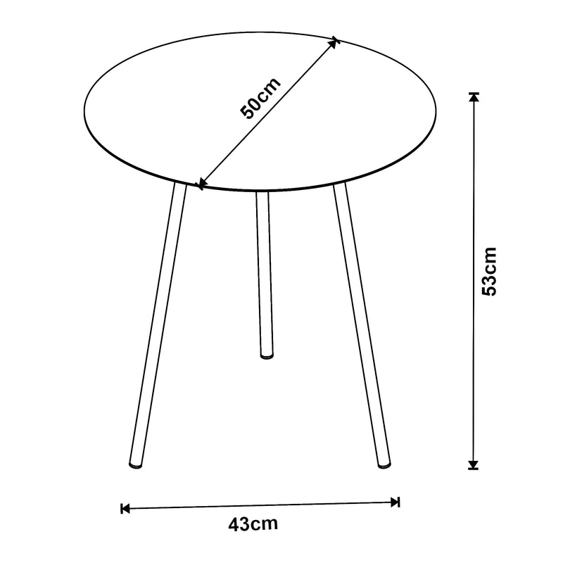 Måttskiss Sidobord Sula metall svart [en.casa] välj modell