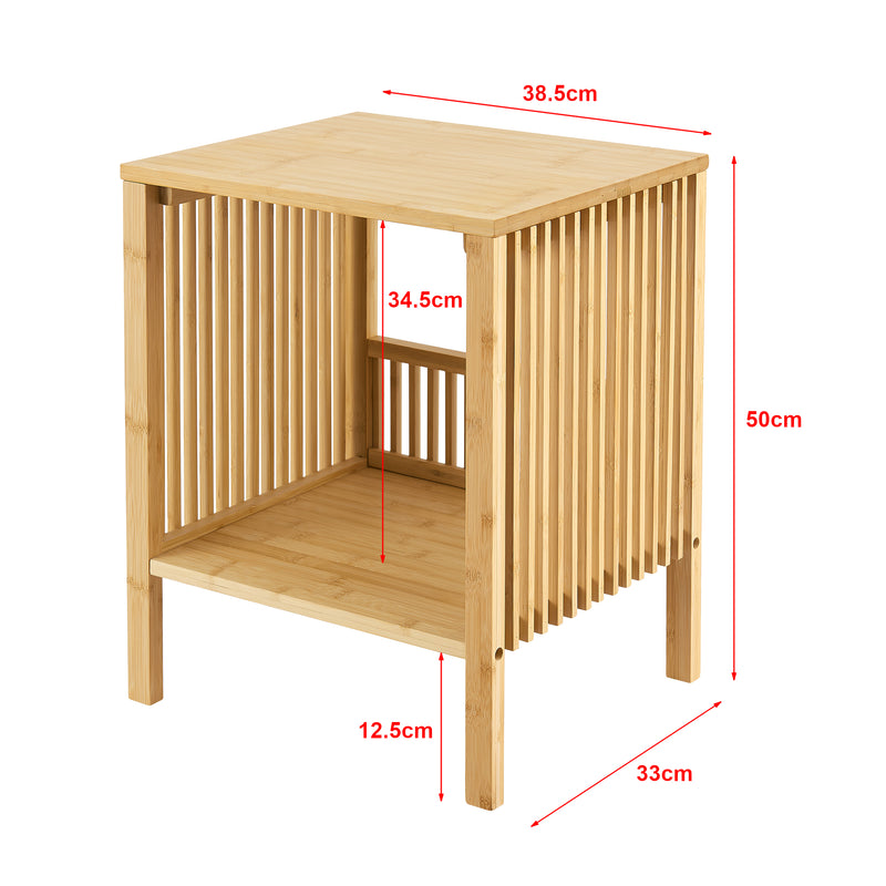 Måttskiss Sängbord Varde 50x38,5x33 cm bambu [en.casa]