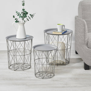 Soffbord set om 3 med avtagbar bricka metall [en.casa] välj modell