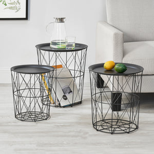 Soffbord set om 3 med avtagbar bricka metall [en.casa] välj modell