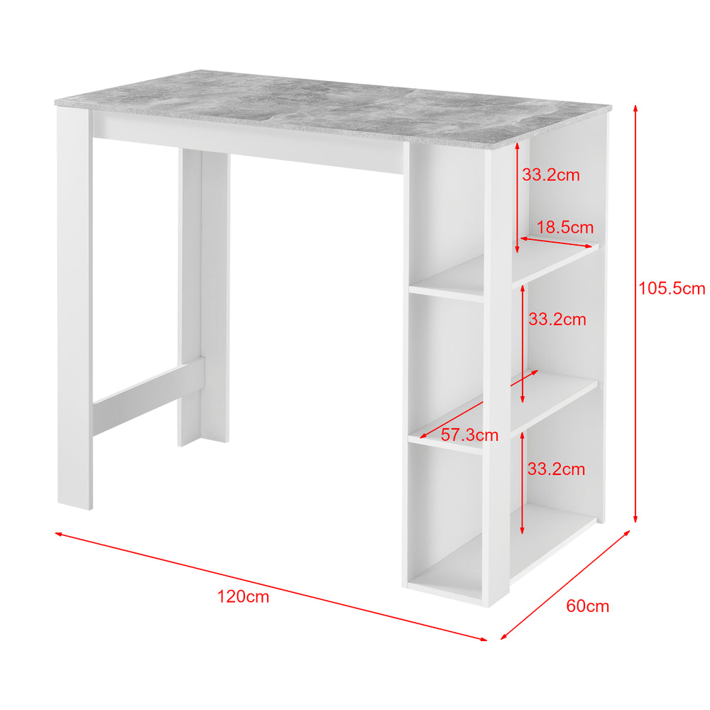 Barbord Danderyd 120x60x106 cm med 3 hyllor [en.casa] - premiumXL