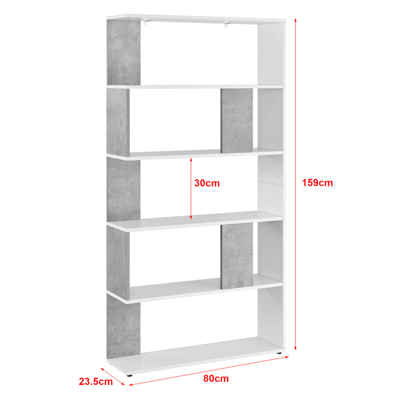 Måttskiss Bokhylla Aneby 159x80x23,5cm vägghängd [en.casa] välj modell