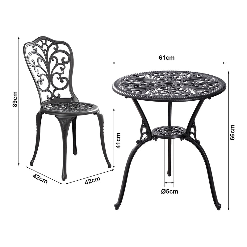 Måttskiss Bistro-set Lupsam 3-del. [casa.pro]