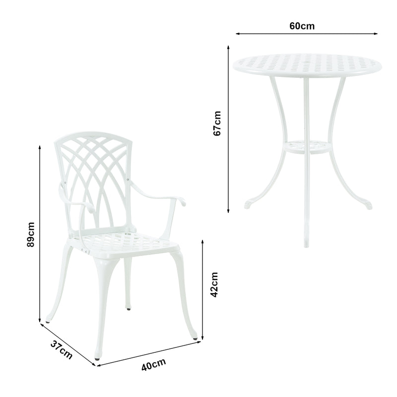 Måttskiss Bistroset Vena 3 delar Aluminiumgjutgods [casa.pro]