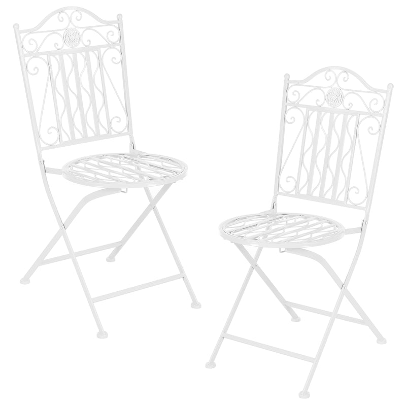 Måttskiss Bistroset Biella caféset bord och 2 stolar Øbord 60cm metall hopfällbar [en.casa] välj modell