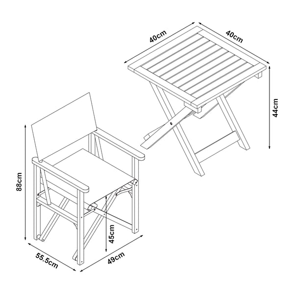 Trädgårdsset Capistrello hopfällbar eukalyptus [casa.pro]