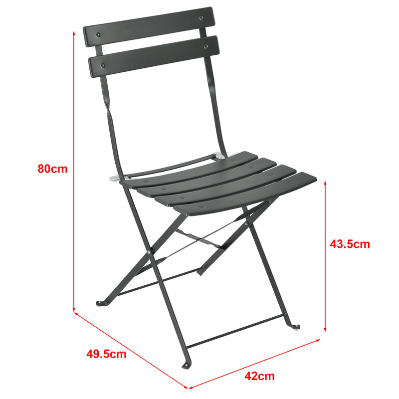 Måttskiss Bistroset Caprile caféset bord och 2 stolar Ø bord 60 cm stål hopfällbar [en.casa] välj modell
