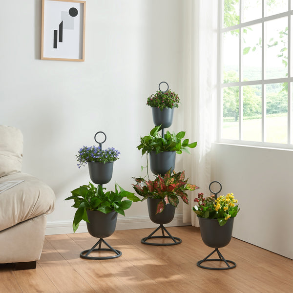 Blomställ Alphen med blomkrukor metall [en.casa]