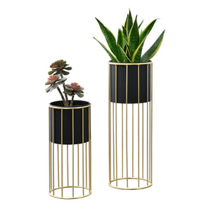 Blomkrukeställ Mortsel 2-pack Metall Svart - Guld [en.casa] - premiumXL