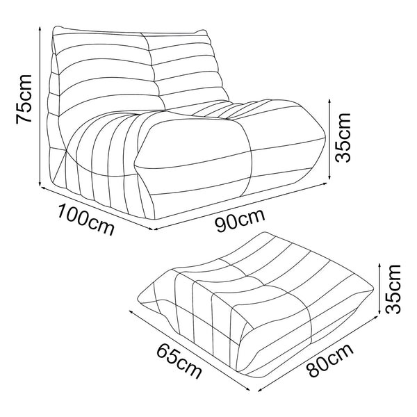 Golvsessel med fotpall Kodsø 75x90x100 cm [en.casa]