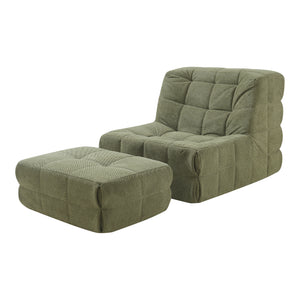 Golvsessel med fotpall Koskyvn textil [en.casa]