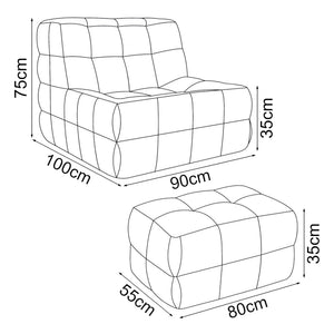 Golvsessel med fotpall Koskyvn textil [en.casa]