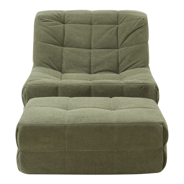 Golvsessel med fotpall Koskyvn textil [en.casa]
