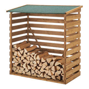 Vedbod 123x116x64cm natur granträ [en.casa] - premiumXL