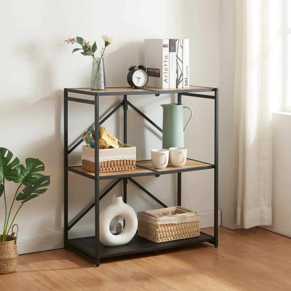 Fällhylla Telemark 81x68x38 cm Svart/Ek-look [en.casa] - premiumXL