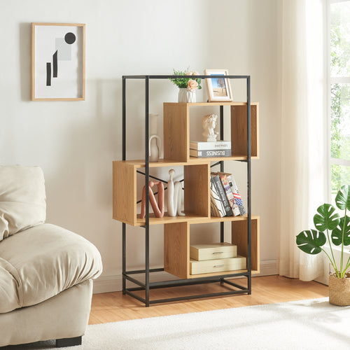 Bokhylla Rennebu Svart/Ek [en.casa]