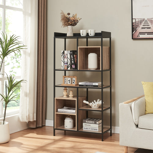 Ställhylla Belana 137x70x33 cm Svart/Eklook [en.casa] - premiumXL