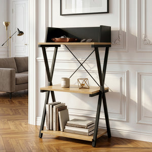 Fristående hylla Kappespoo 84x50x30 cm Svart/Eklook [en.casa]