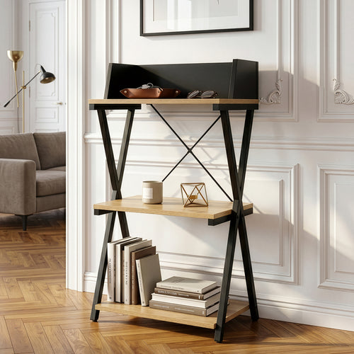 Fristående hylla Kappespoo 84x50x30 cm Svart/Eklook [en.casa]