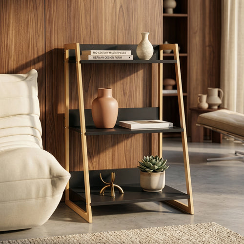 Hyllsystem Kuomi 84x53x47 cm Beige/Mörkgrå [en.casa]