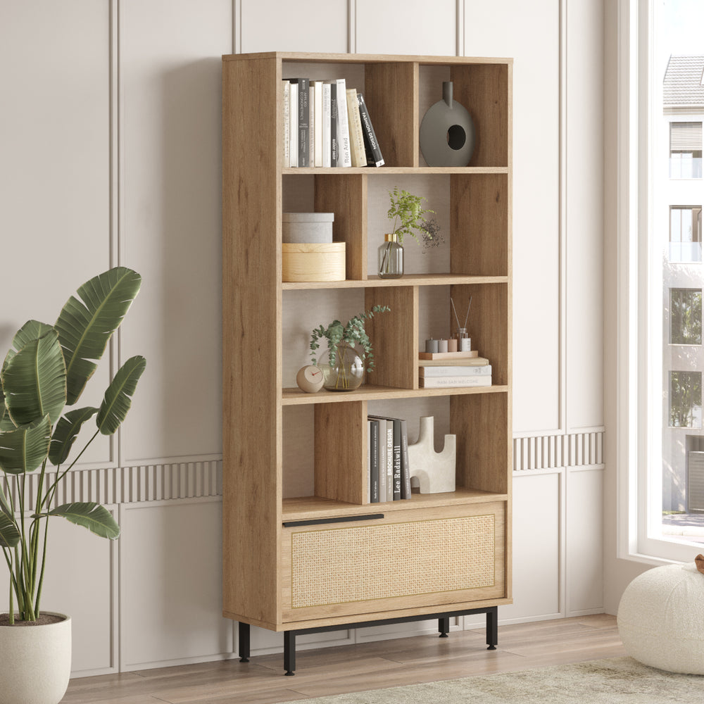 Bokhylla Kvænangen 176x84x30 cm eklook/rottinglook [en.casa] - premiumXL