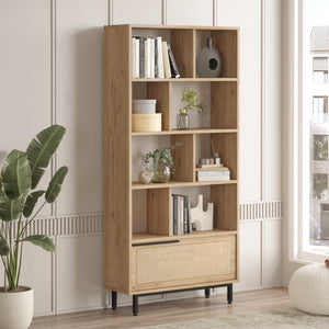 Bokhylla Kvænangen 176x84x30 cm eklook/rottinglook [en.casa] - premiumXL