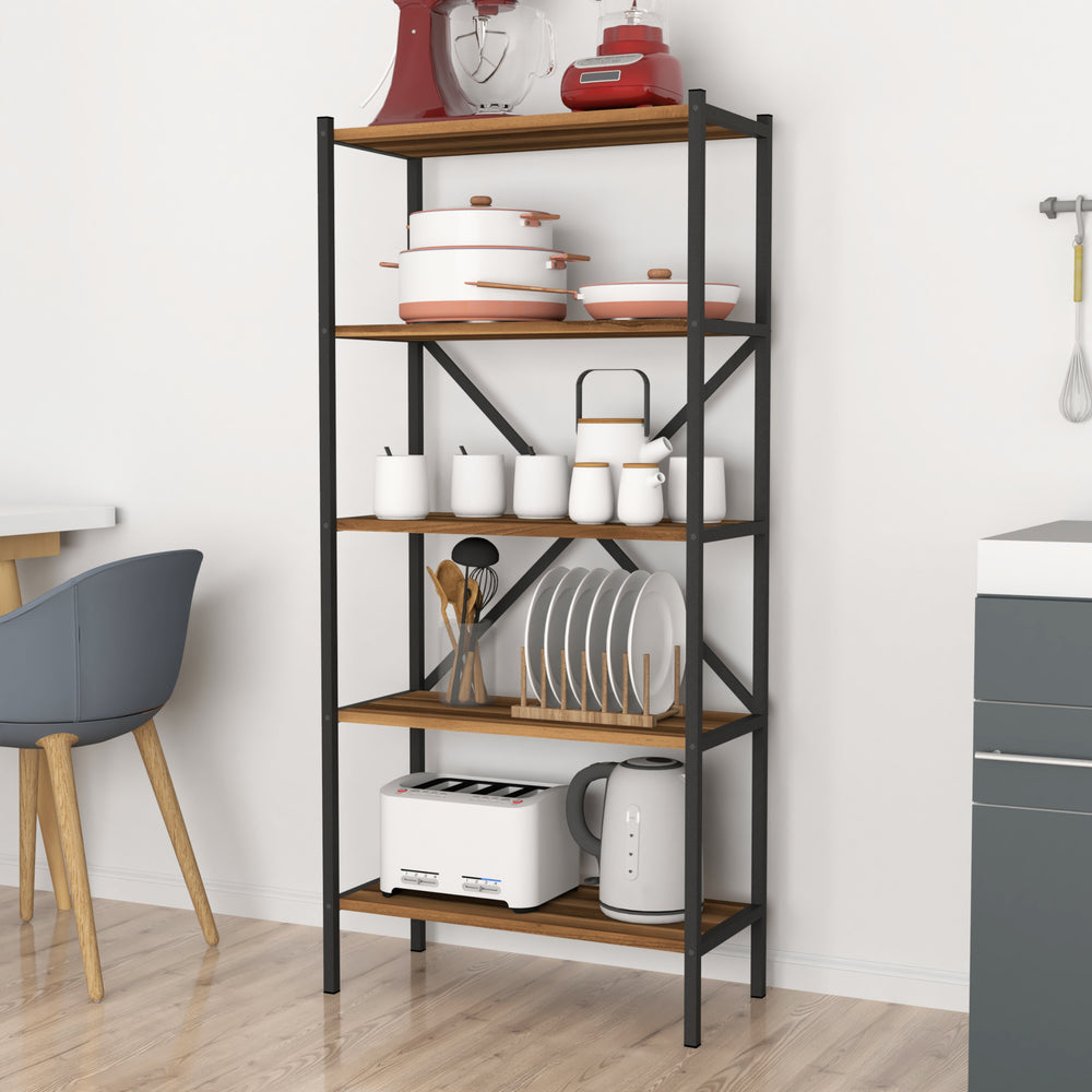 Köksregal Tomelilla 160x66x34 cm valnöt/antracit [en.casa] - premiumXL