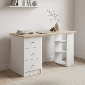 Skrivbord Lemberg 120x50x72 cm med lådor + hylla en.casa - premiumXL